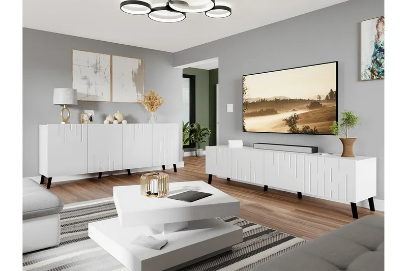 Kintore Möbelset För Vardagsrum White - Møbler - Møbelsæt - Møbelsæt til stuen