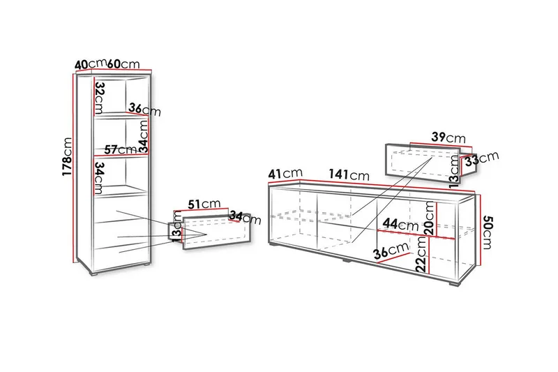 Kintore Möbelset För Vardagsrum White - Møbler - Møbelsæt - Møbelsæt til stuen