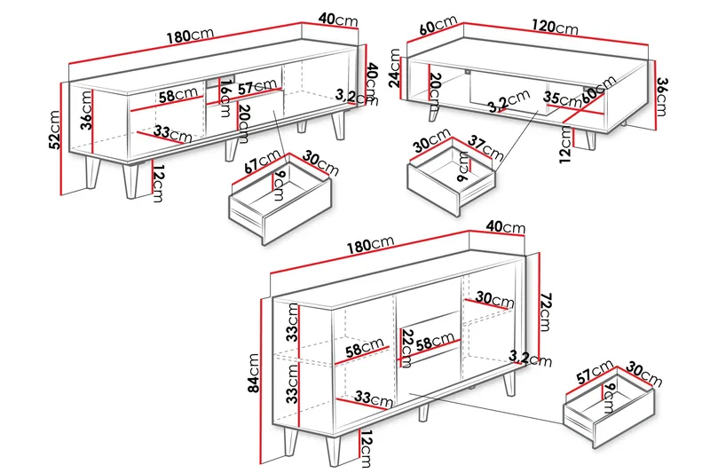 Kintore Møbelset til Stue - Brun - Møbler - Møbelsæt - Møbelsæt til stuen