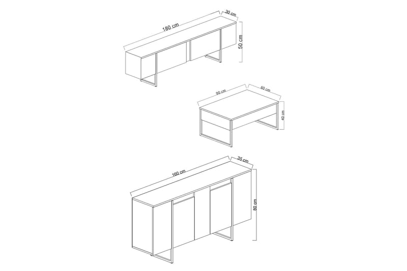Luxe Stuesæt - Antracit - Møbler - Møbelsæt - Møbelsæt til stuen