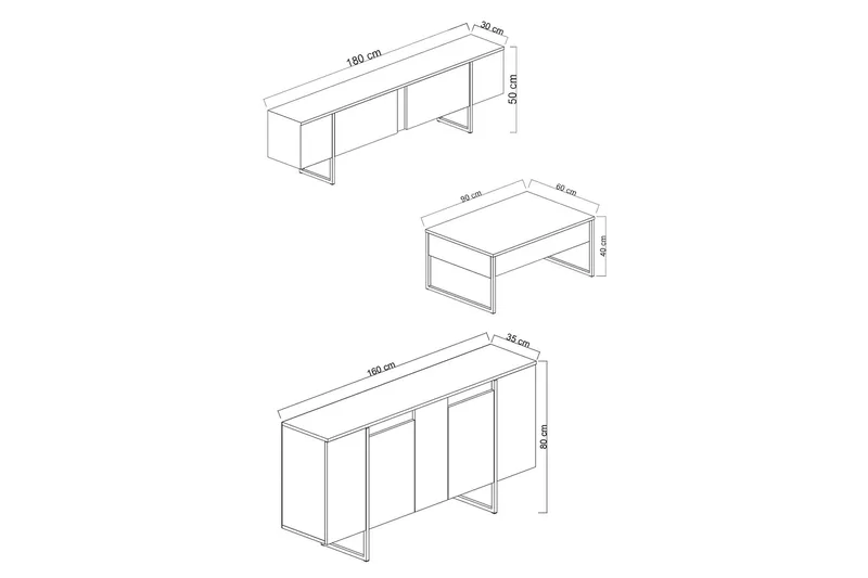 Luxe Stuesæt - Hvid - Møbler - Møbelsæt - Møbelsæt til stuen