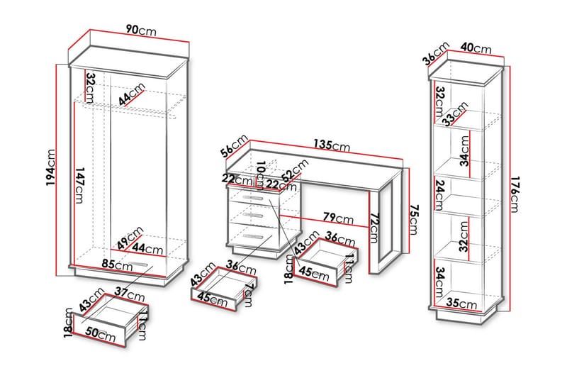 Møbelsæt til stuen - Sort|Eg - Møbler - Møbelsæt - Møbelsæt til stuen