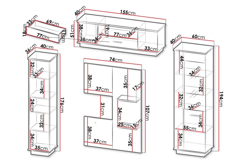 Møbelsæt til stuen - Sort|Eg - Møbler - Møbelsæt - Møbelsæt til stuen