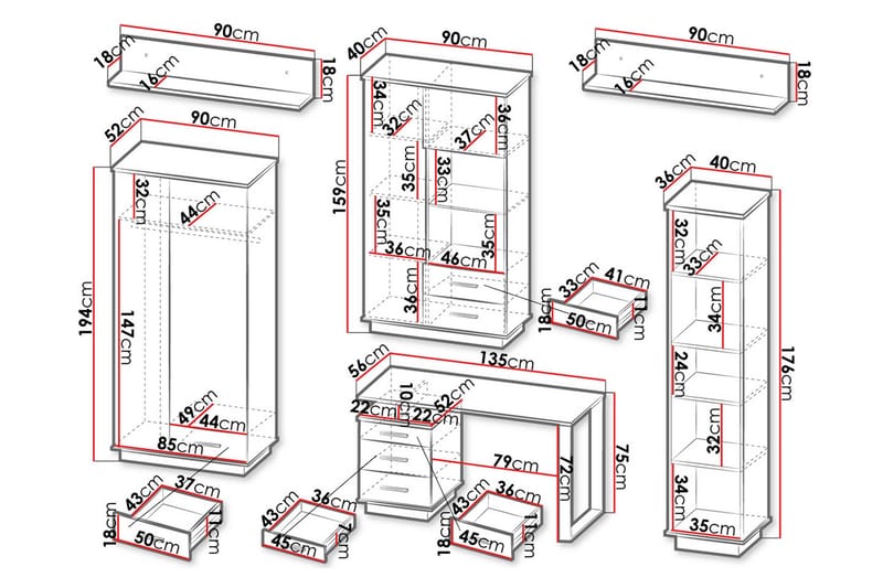 Møbelsæt til stuen - Sort|Eg - Møbler - Møbelsæt - Møbelsæt til stuen