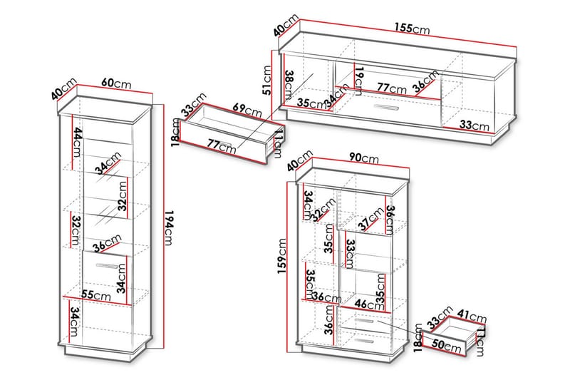 Møbelsæt til stuen - Sort|Eg - Møbler - Møbelsæt - Møbelsæt til stuen