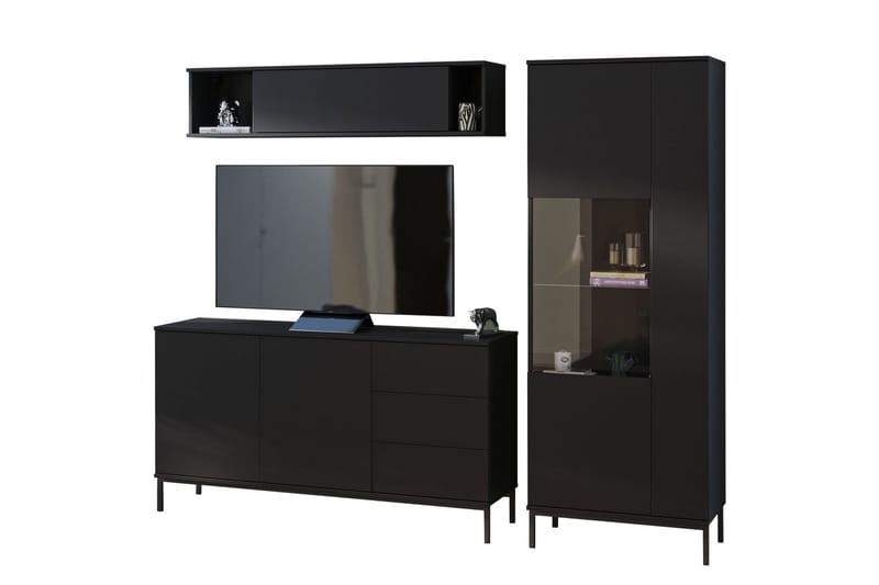Querty Stuesæt LED-belysning 4 Dele Hvid LED - Sort - Møbler - Møbelsæt - Møbelsæt til stuen