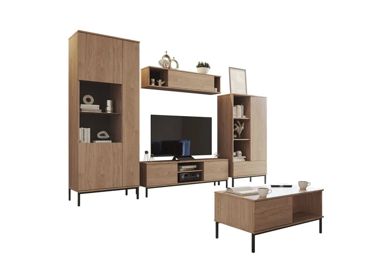 Querty Stuesæt LED-belysning 6 Dele Hvid LED - Natur - Møbler - Møbelsæt - Møbelsæt til stuen