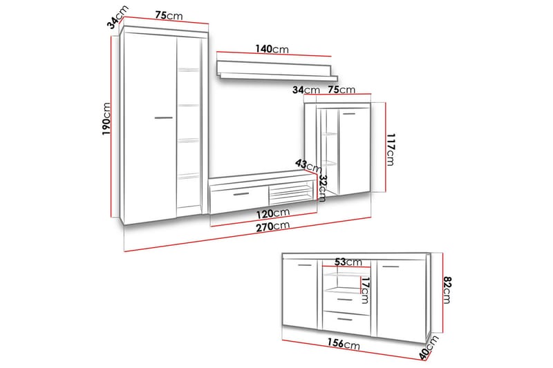 Rumba Stuesæt - Beige / Grå - Møbler - Møbelsæt - Møbelsæt til stuen