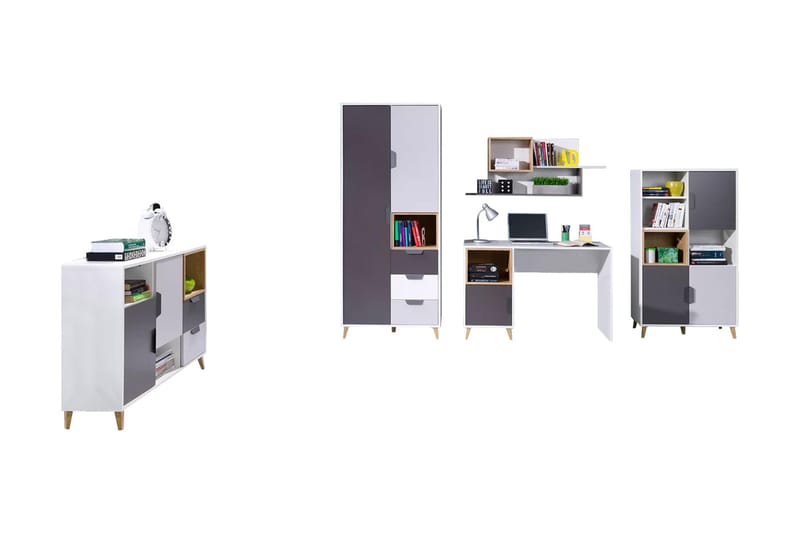 Sayuki Møbelsæt Til Stue - Hvid/Grå - Møbler - Møbelsæt - Møbelsæt til stuen