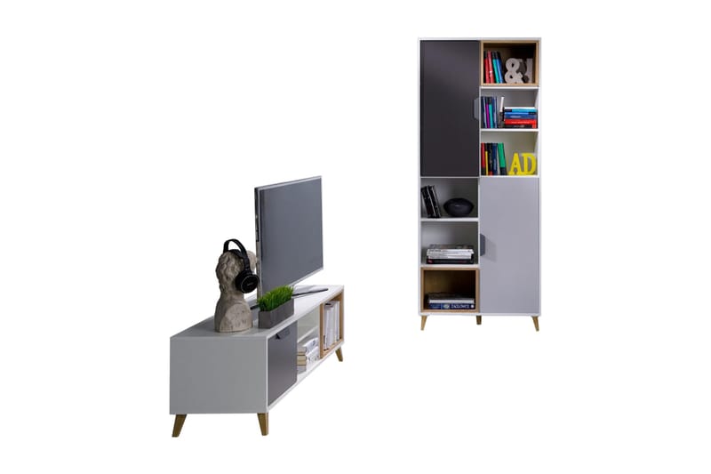 Sayuki Møbelsæt Til Stue - Hvid/Grå - Møbler - Møbelsæt - Møbelsæt til stuen