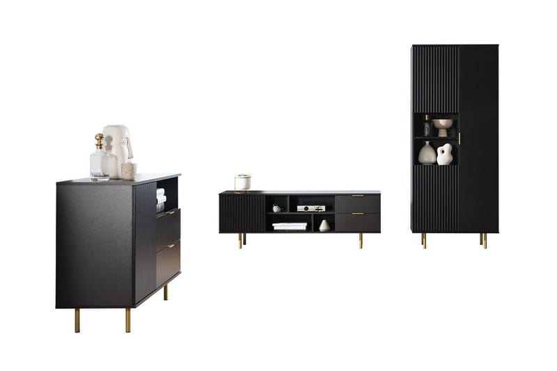 Staffin Møbelsæt til Stue, Sort