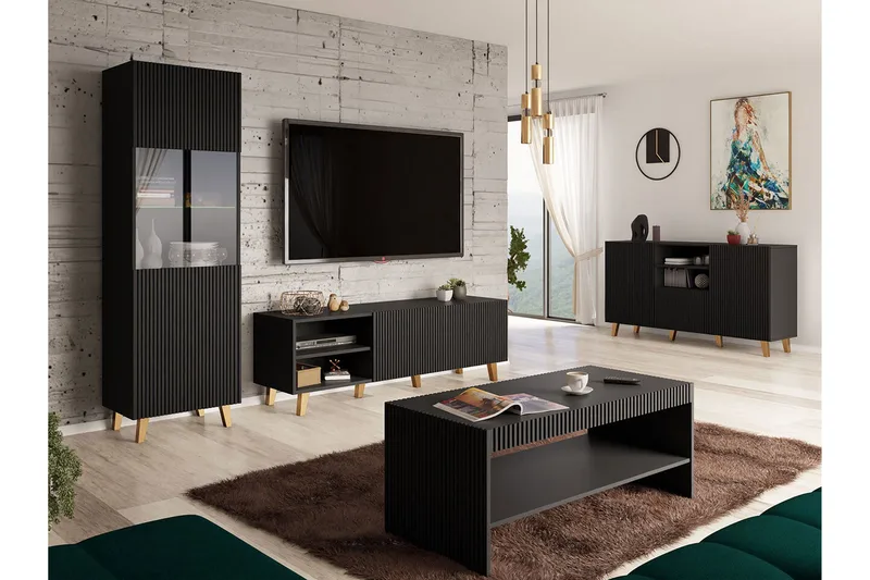 Strontian Möbelset För Vardagsrum Scandinavian Choice Black - Møbler - Møbelsæt - Møbelsæt til stuen