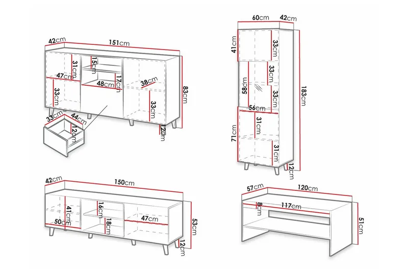 Strontian Möbelset För Vardagsrum Scandinavian Choice White - Møbler - Møbelsæt - Møbelsæt til stuen