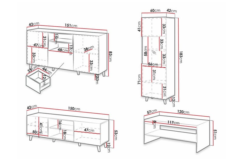 Strontian Möbelset För Vardagsrum Scandinavian Choice White - Møbler - Møbelsæt - Møbelsæt til stuen