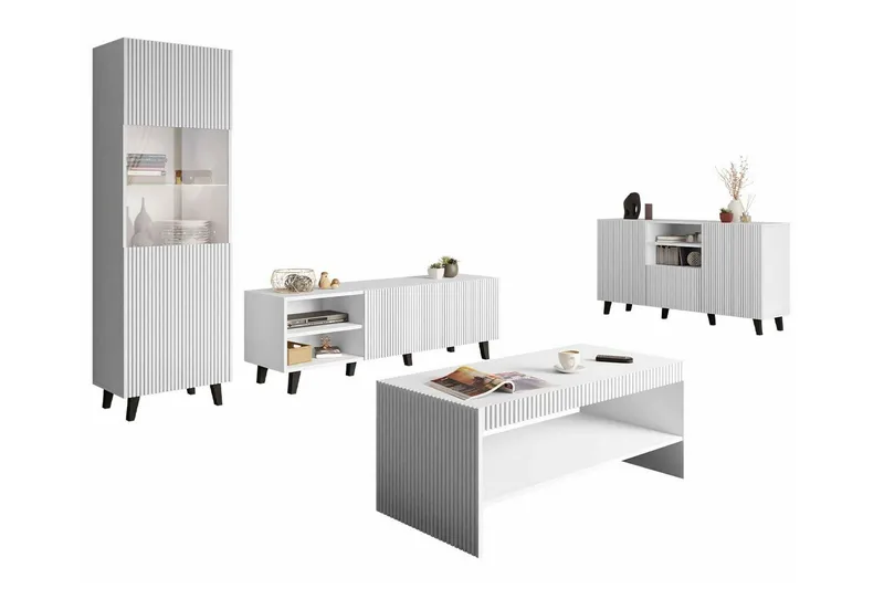 Strontian Möbelset För Vardagsrum Scandinavian Choice White - Møbler - Møbelsæt - Møbelsæt til stuen