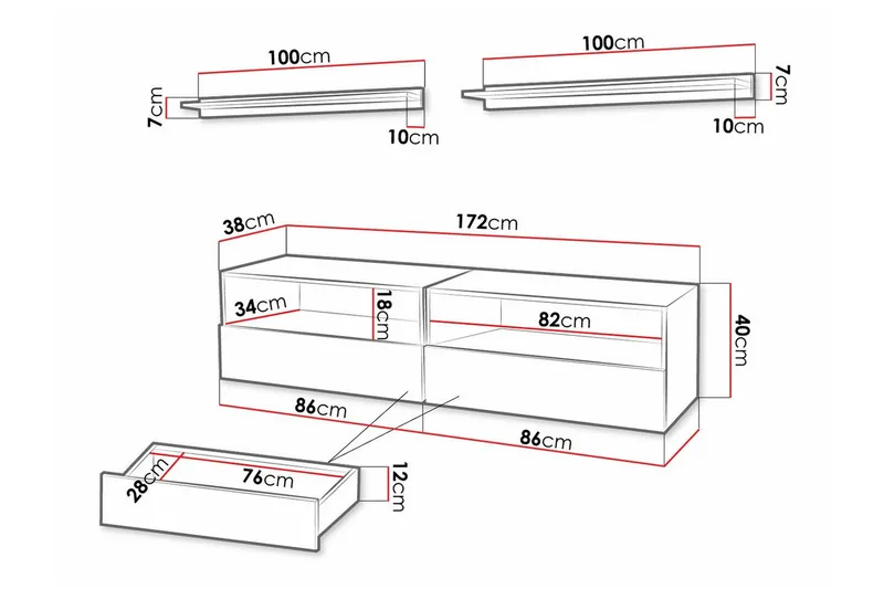 Summerville Möbelset För Vardagsrum White - Møbler - Møbelsæt - Møbelsæt til stuen