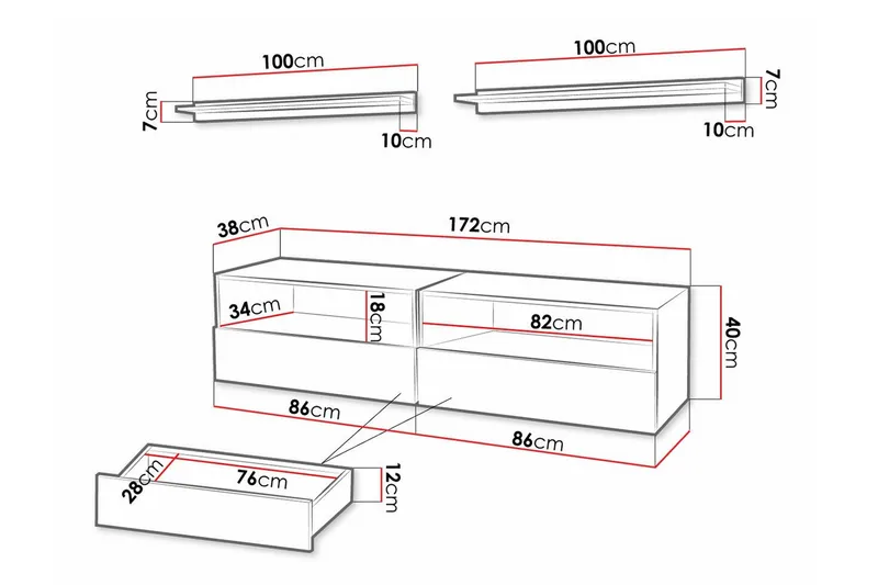 Summerville Möbelset För Vardagsrum White - Møbler - Møbelsæt - Møbelsæt til stuen
