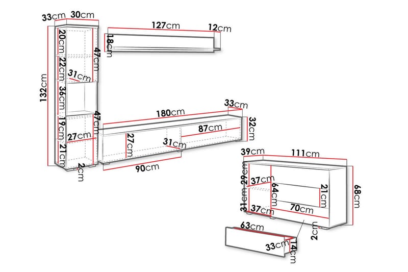 Valga Møbelsæt Til Stue Hvid - Hvid - Møbler - Møbelsæt - Møbelsæt til stuen