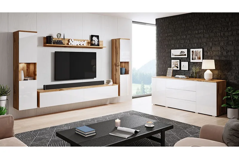 Valga Møbelsæt Til Stue Natur|Hvid, Natur/Hvid