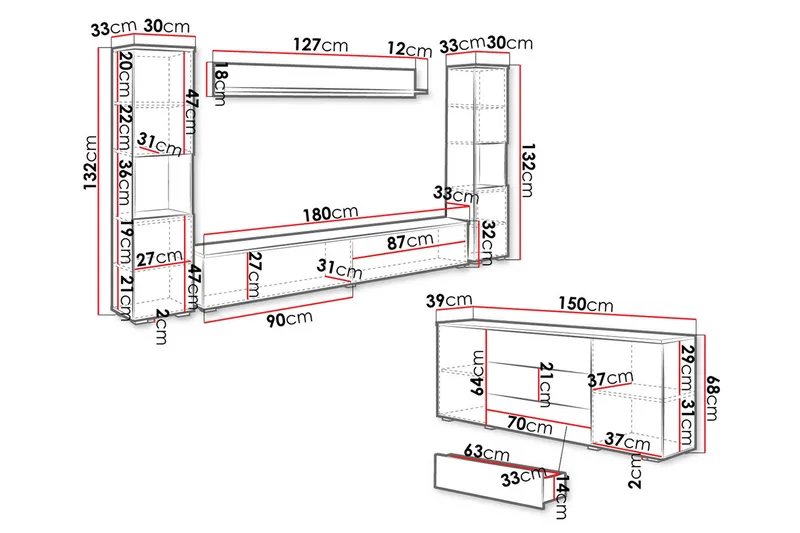 Valga Møbelsæt Til Stue Natur|Hvid - Natur/Hvid - Møbler - Møbelsæt - Møbelsæt til stuen