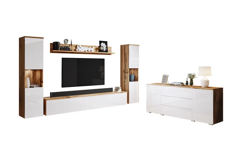 Valga Møbelsæt Til Stue Natur|Hvid - Natur/Hvid - Møbler - Møbelsæt - Møbelsæt til stuen