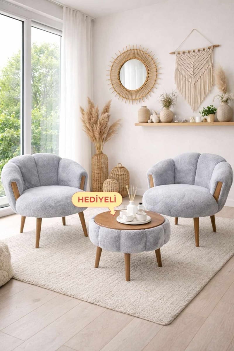 Wing Chair & Coffee Table Set (3 Pieces) Atelier Del Sofa, undefined