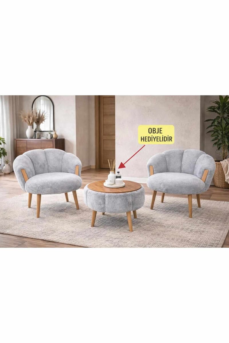 Wing Chair & Coffee Table Set (3 Pieces) Atelier Del Sofa - Møbler - Møbelsæt - Møbelsæt til stuen