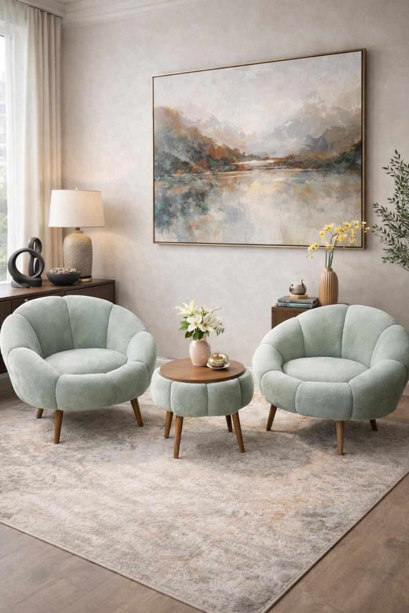 Wing Chair & Coffee Table Set (3 Pieces) Atelier Del Sofa - Møbler - Møbelsæt - Møbelsæt til stuen