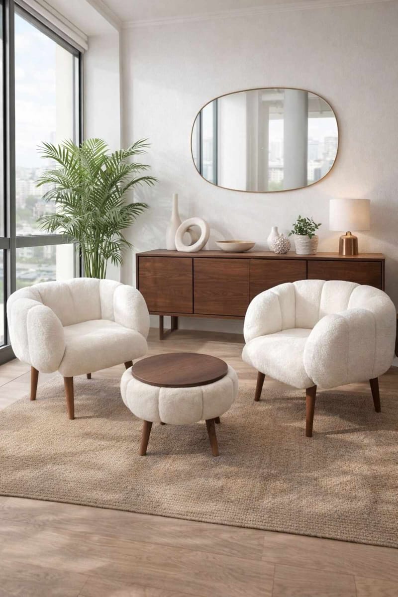 Wing Chair & Coffee Table Set (3 Pieces) Atelier Del Sofa - Møbler - Møbelsæt - Møbelsæt til stuen