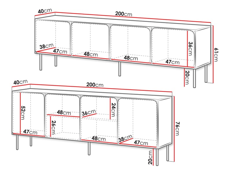 Marros Møbelsæt Skænk 200 cm - Blå - Møbler - Møbelsæt - Møbelsæt til stuen