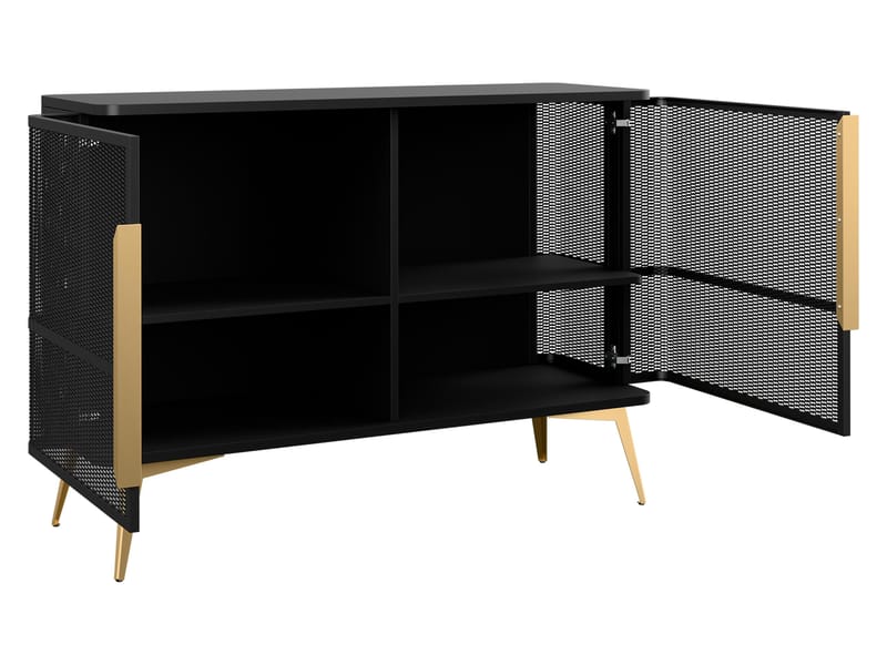 Mireva Møbelsæt til stuen - TV-bænk, vitrineskab og skænk - sort, guld - Møbler - Møbelsæt - Møbelsæt til stuen