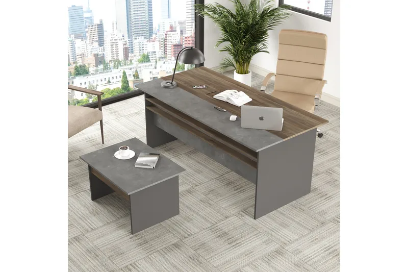 Desgrar Møbelsæt Kontor - Brun/Betongrå/Antracit - Møbler - Møbelsæt - Møbelgruppe til kontor