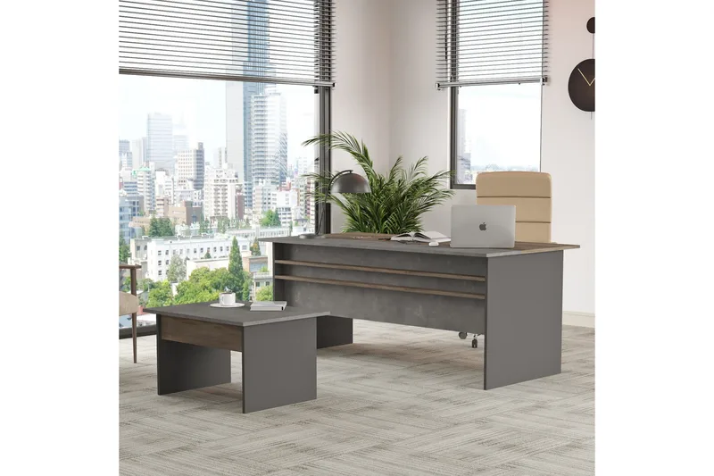 Desgrar Møbelsæt Kontor - Brun/Betongrå/Antracit - Møbler - Møbelsæt - Møbelgruppe til kontor