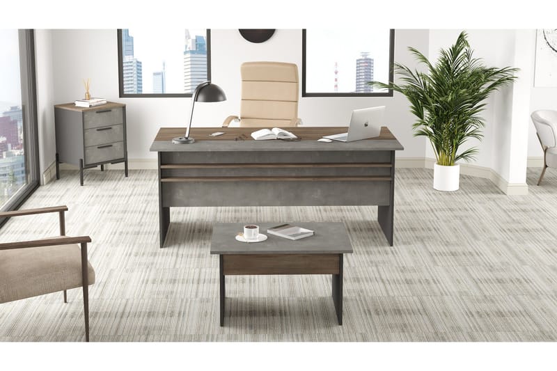 Desgrar Møbelsæt Kontor - Brun/Betongrå/Antracit - Møbler - Møbelsæt - Møbelgruppe til kontor