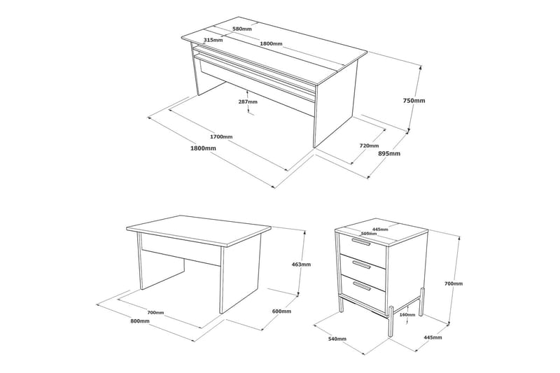 Desgrar Møbelsæt Kontor - Brun/Betongrå/Antracit - Møbler - Møbelsæt - Møbelgruppe til kontor