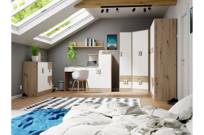 Klacksberg kontormøbelsæt, Træ / natur / hvid