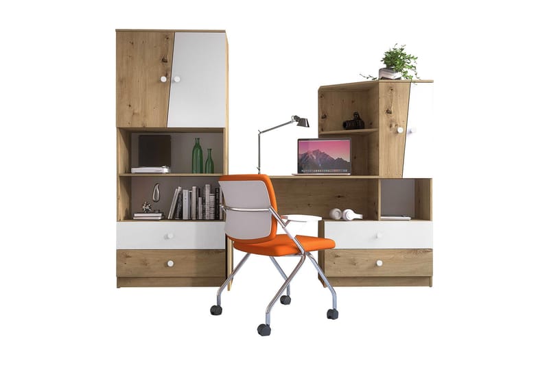 Møbelsæt til Kontor NERO - Natur/Hvid - Møbelgruppe til kontor