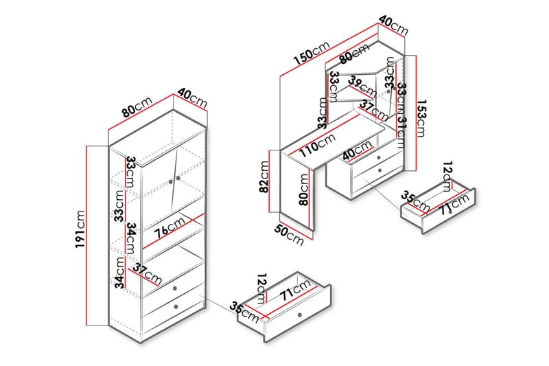 Møbelsæt til Kontor NERO - Natur/Hvid - Møbler - Møbelsæt - Møbelgruppe til kontor