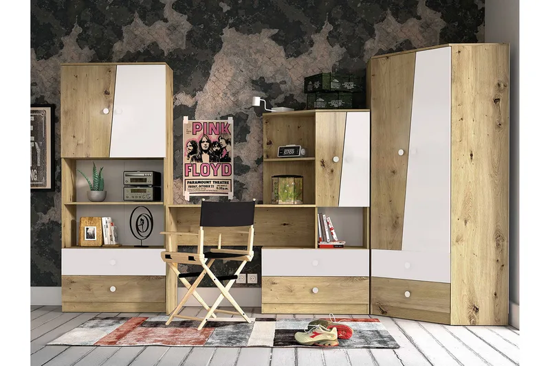 Møbelsæt til Kontor NERO, Natur/Hvid