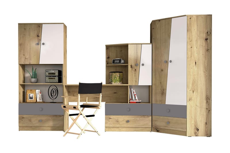 Møbelsæt til Kontor NERO - Natur/Hvid/Grå - Møbler - Møbelsæt - Møbelgruppe til kontor