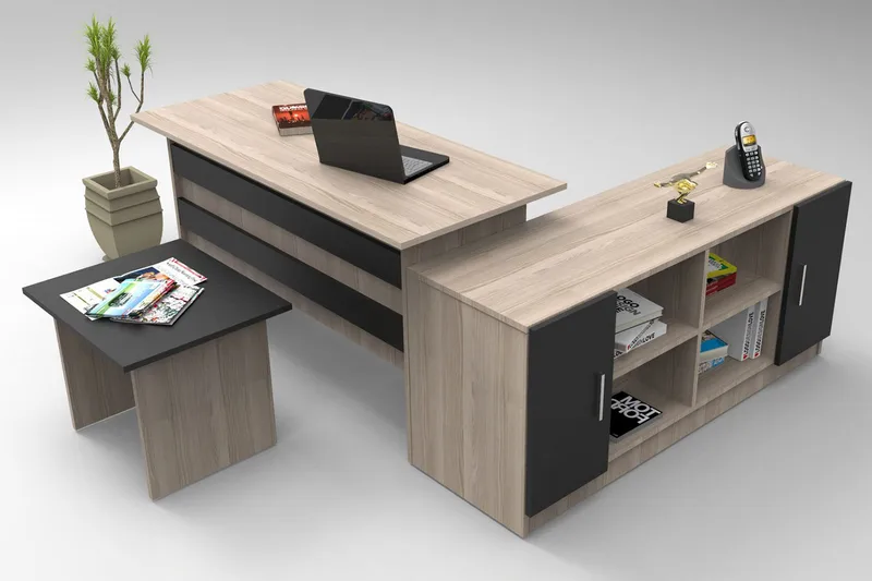 Mosgam Møbelsæt Kontor, Lys Natur/Sort