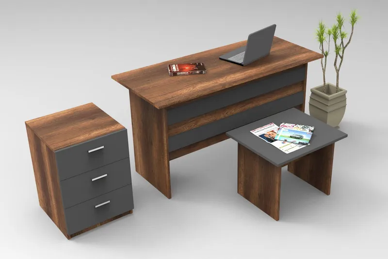 Oitver Møbelsæt Kontor, Teak/Antracit