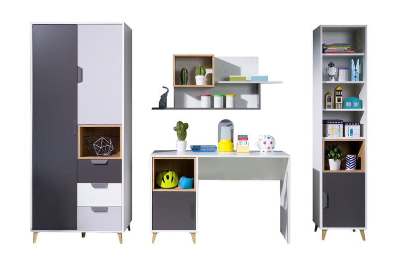 Sayuki Møbelsæt Til Kontor - Hvid/Grå - Møbler - Møbelsæt - Møbelgruppe til kontor