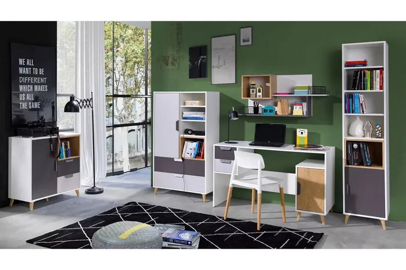 Sayuki Møbelsæt Til Kontor, Hvid/Grå