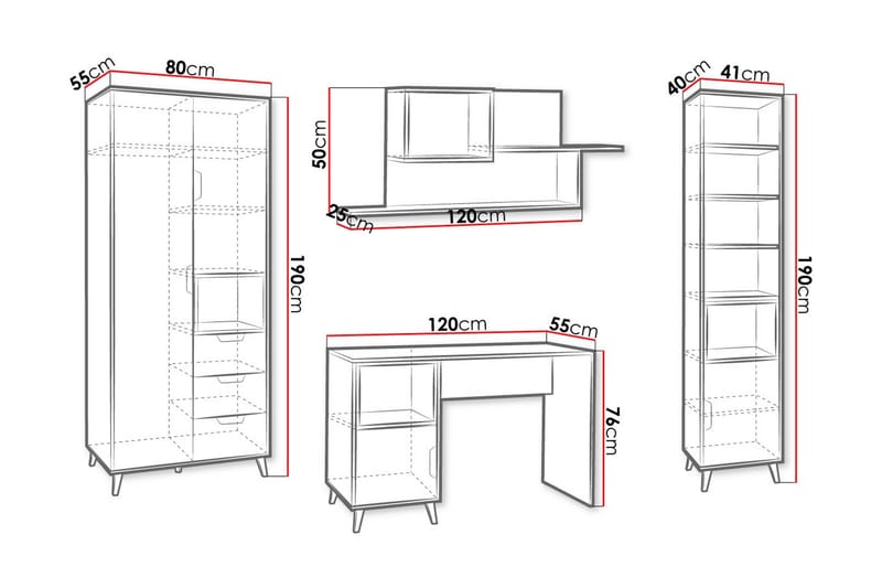 Sayuki Møbelsæt Til Kontor - Hvid/Grå - Møbler - Møbelsæt - Møbelgruppe til kontor