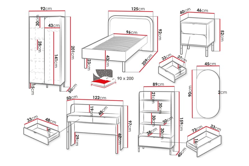 Monfort Møbelsæt til Soveværelse - Beige - Møbler - Møbelsæt - Møbelsæt til soveværelse