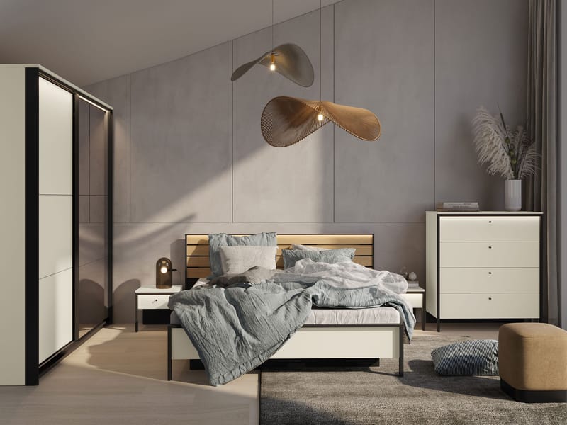 Navron Soveværelsesmøbelsæt - Beige/Sort - Møbler - Møbelsæt - Møbelsæt til soveværelse