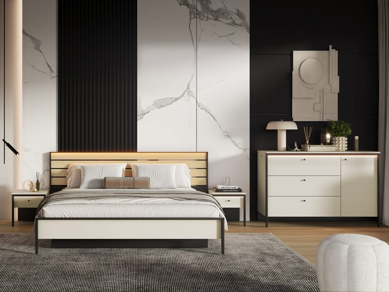 Navron Soveværelsesmøbelsæt - Beige/Sort - Møbler - Møbelsæt - Møbelsæt til soveværelse