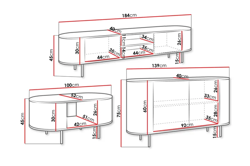 Pantego Møbelsæt Til Stue - Brun - Møbler - Møbelsæt - Møbelsæt til stuen