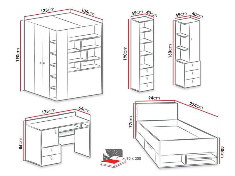 Planeta Møbelsæt til Soveværelse - Møbler - Møbelsæt - Møbelsæt til soveværelse